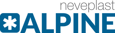 该图展示了 Neveplast ALPINE 产品线的官方标识，代表其专注于高性能四季滑雪解决方案。